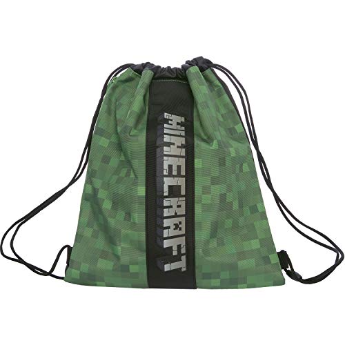 MINECRAFT - Plecak szkolny, torba sportowa Unisex dla dzieci i chłopców z naramiennikami Anty-dusznymi, kieszeń na plecach z zamkiem błyskawicznym, zielony kolor - oficjalny Minecraft, Zielony, Taglia
