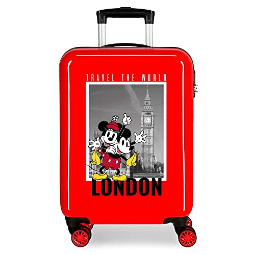 Disney Mickey y Minnie Travel The World London Walizka kabinowa Czerwony 38x55x20 cms Sztywne zapięcie z boku 34L 2 kg 4 koła Podwójne bagaż ręczny, Czerwony, Talla única, Walizka kabinowa