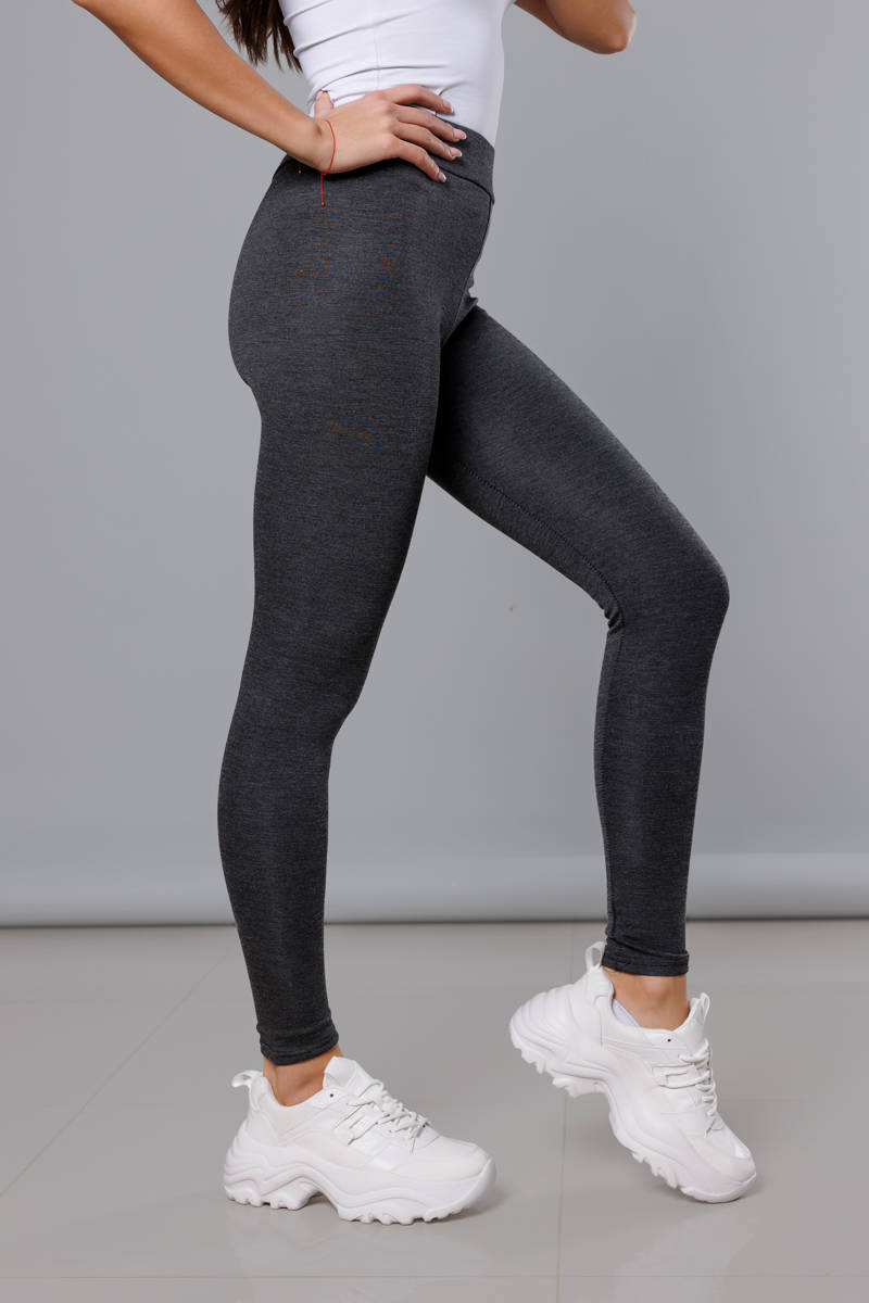 GRUBE BAWEŁNIANE LEGGINSY SZARY CIEMNY (YW01002-A2) - J STYLE