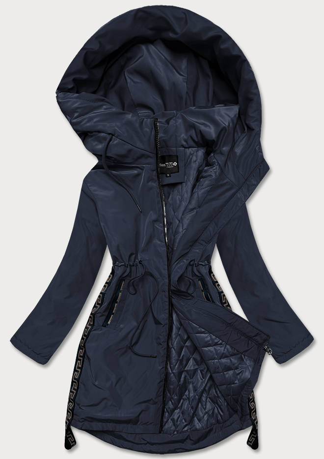 LEKKA PARKA Z OZDOBNYMI LAMPASAMI GRANATOWA (HS-1856) - Miss TiTi
