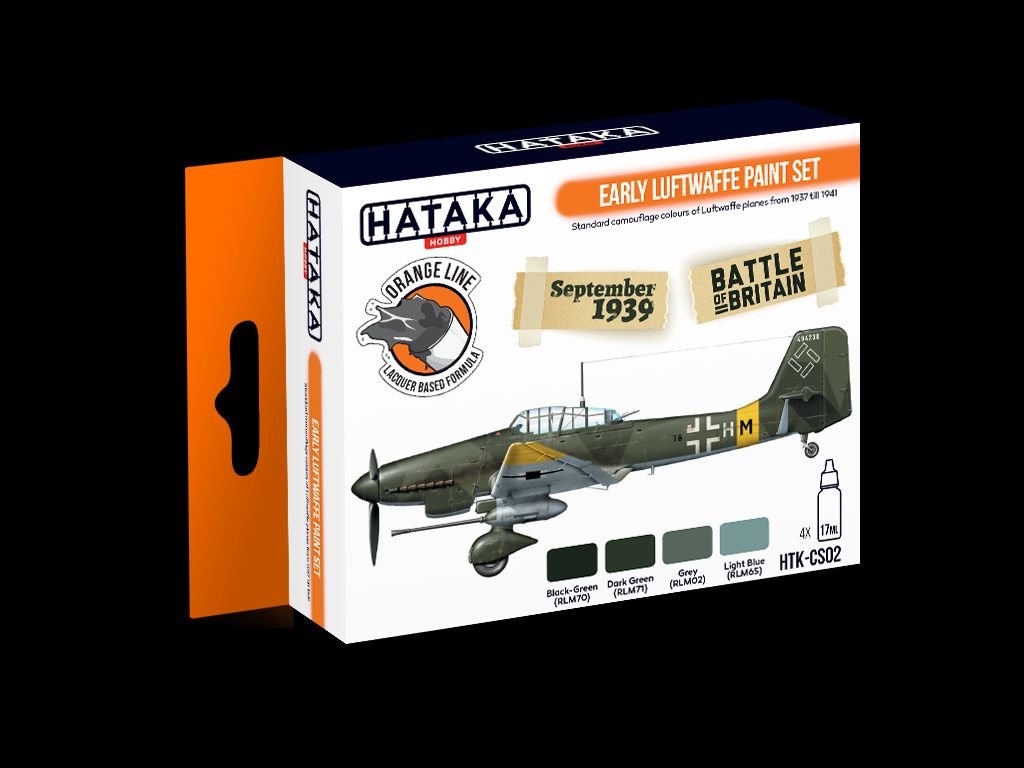 Hataka Hobby, zestaw farb modelarskich, Orange Line, HTK-CS02 Early Luftwaffe paint set, 4 x 17ml