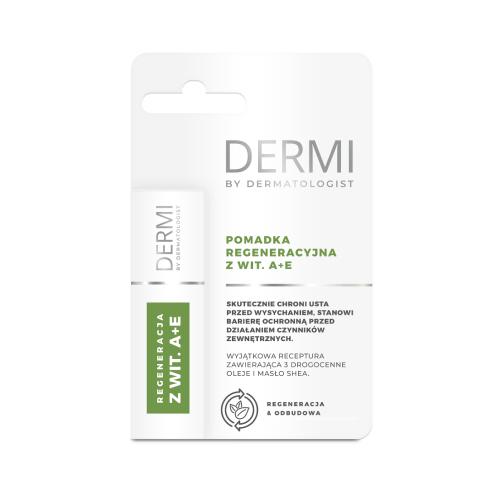 DERMI Pomadka regeneracyjna do ust z witaminami A+E, 4,5g