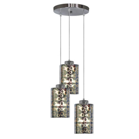 Chromowana potrójna lampa wisząca ze szklanym kloszem - V058 G1-D28