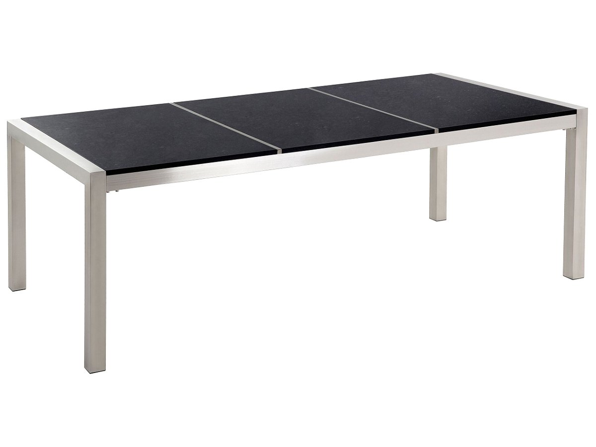 Beliani Stół ogrodowy granitowy dzielony blat 220 x 100 cm czarny GROSSETO 12372
