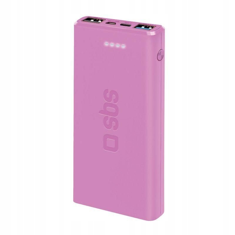 SBS 10000 mAh 10W 1xUSB-C 2xUSB rózowy