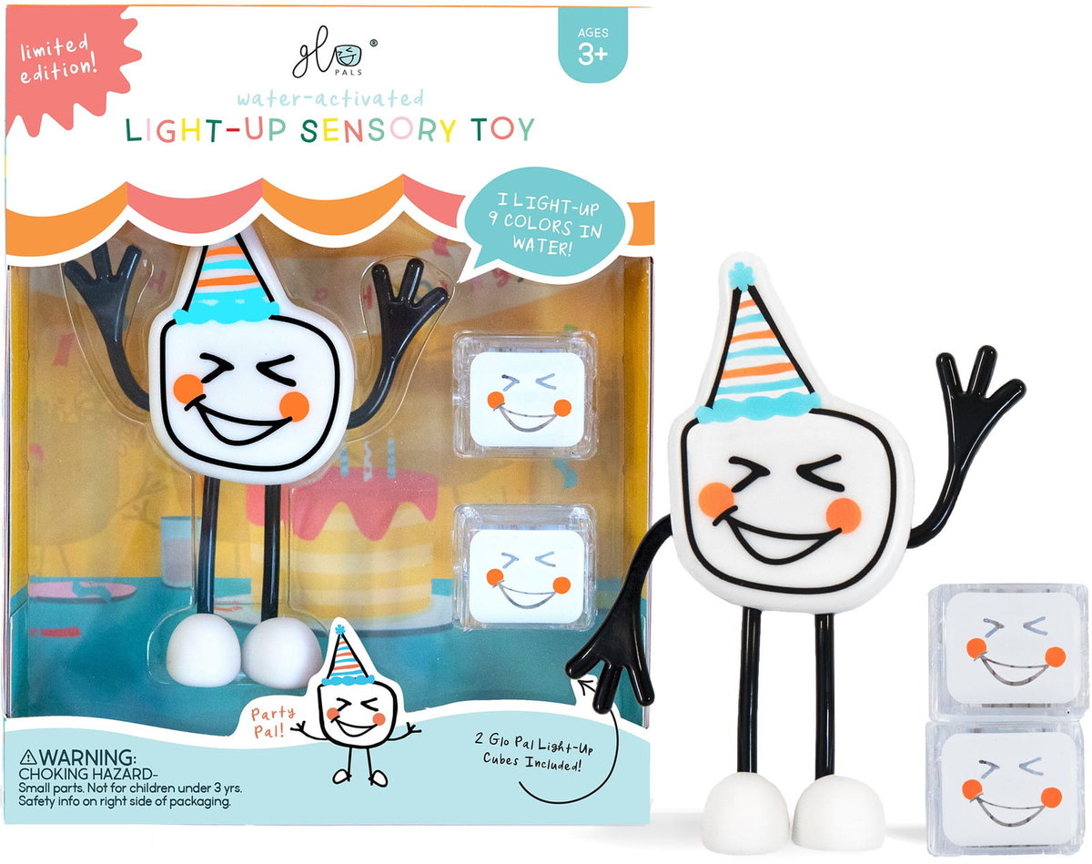 Zabawka Do Kąpieli Postać Party Pal Z Dwiema Kostkami Sensorycznymi Świecącymi Glo Pals