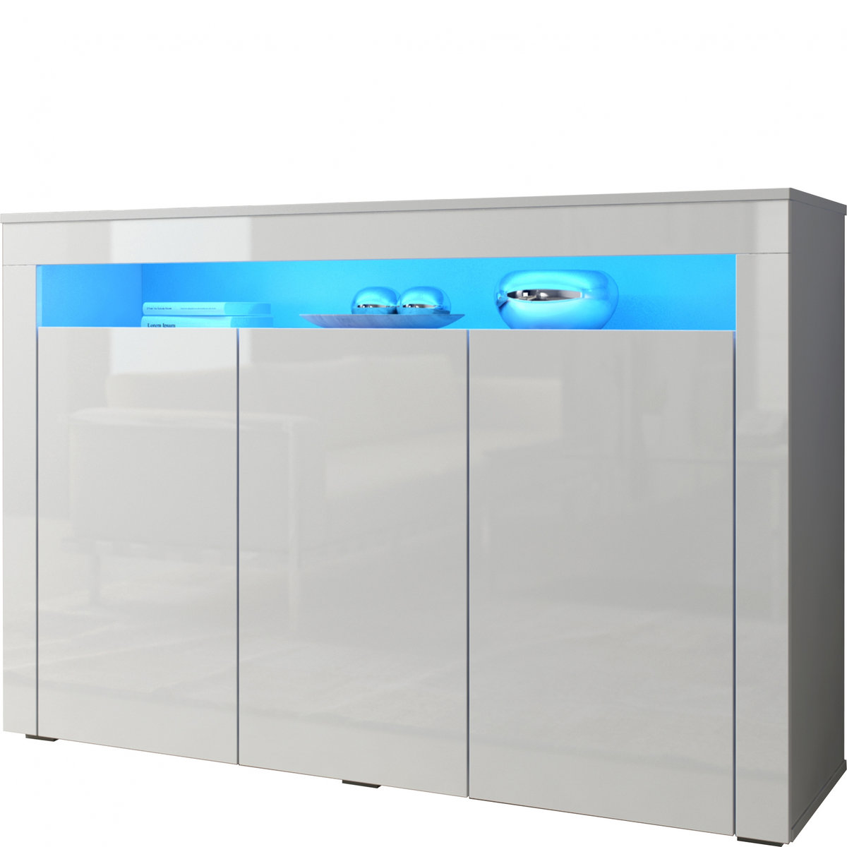 Komoda Sofia Biały Mat / Biały Połysk + Led
