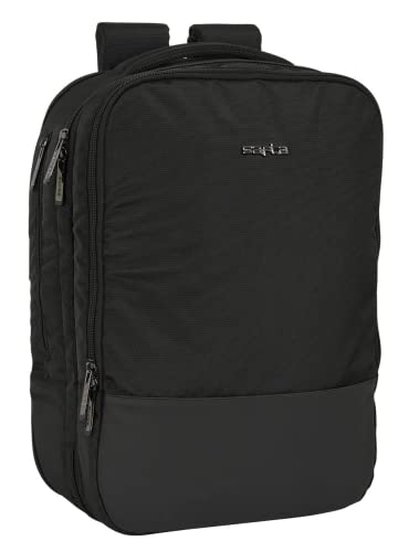 Safta - Plecak weekendowy na laptopa 15.6'', idealny dla młodzieży w różnym wieku, wygodny i wszechstronny, jakość i wytrzymałość, 30x16x44 cm, kolor czarny, czarny, Estándar, Casual