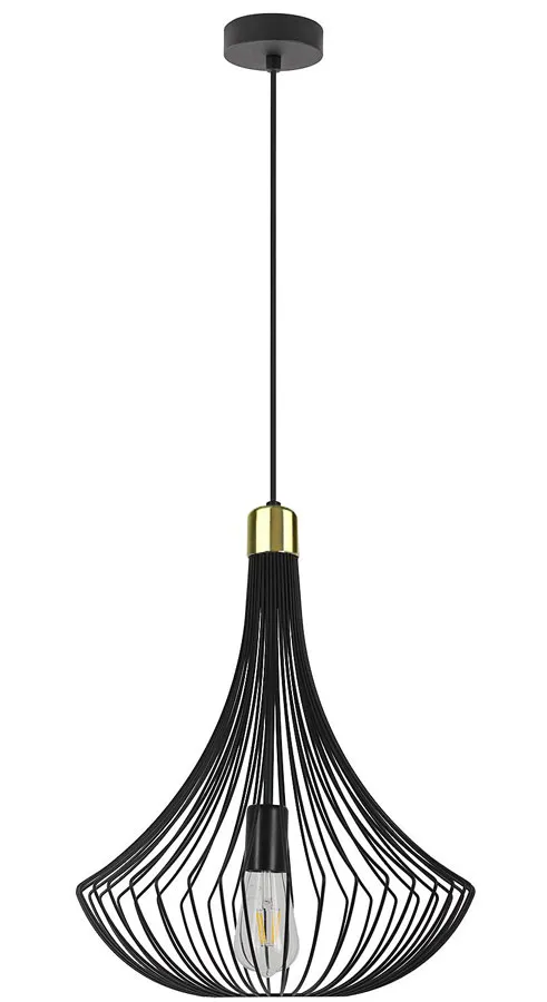 Czarna loftowa lampa wisząca z drucianym kloszem - L348-Soreli