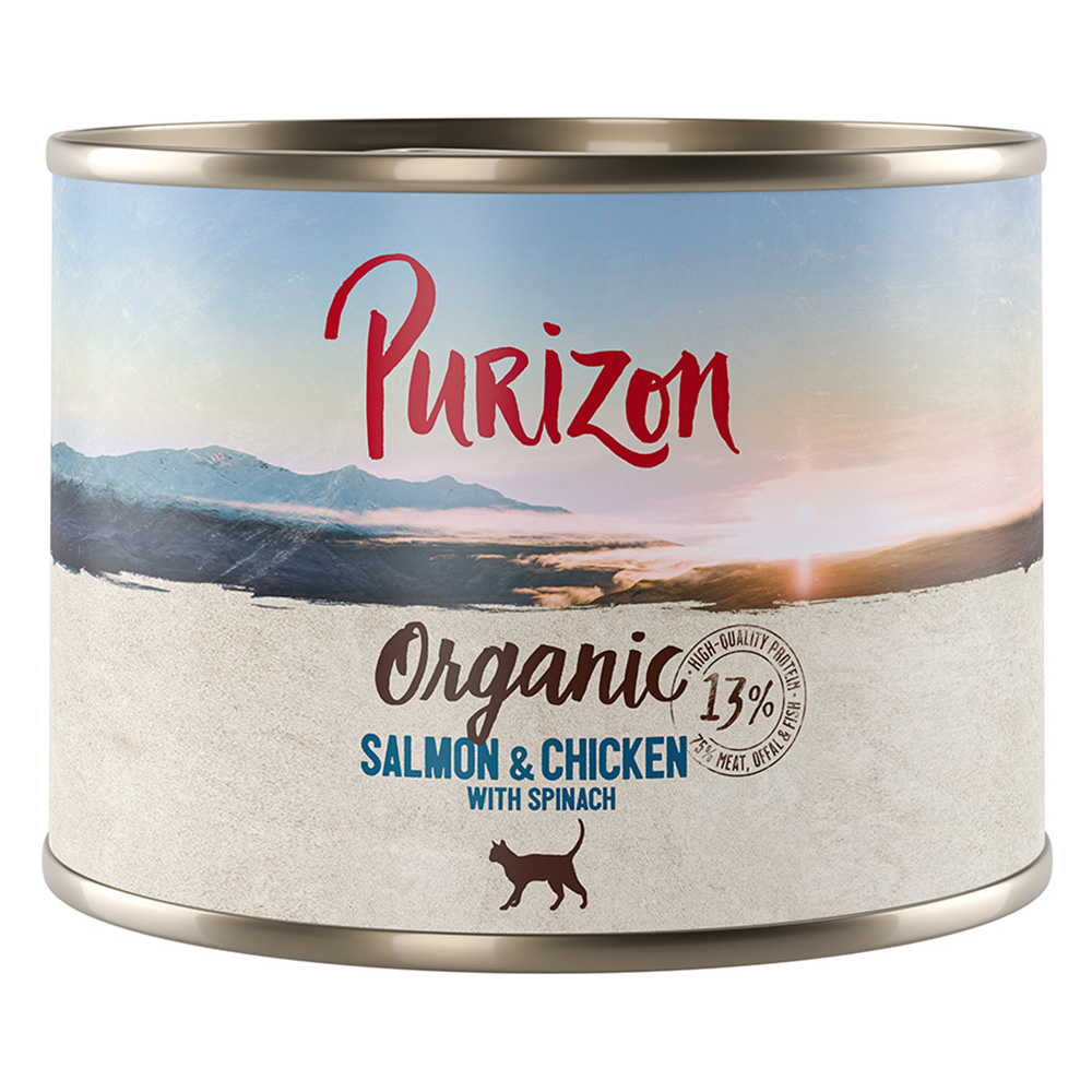 Korzystny pakiet Purizon Organic, 12 x 200 g - Łosoś i kurczak ze szpinakiem