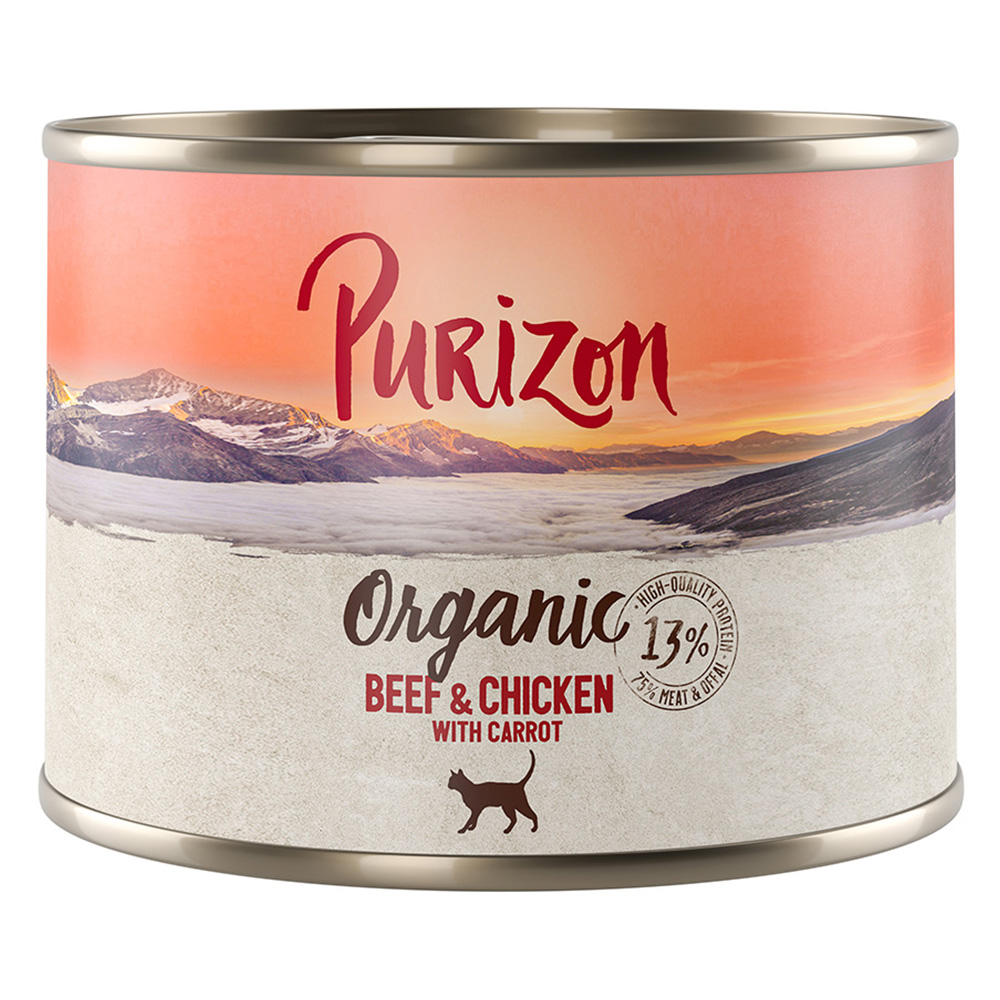Korzystny pakiet Purizon Organic, 24 x 200 g - Wołowina i kurczak z marchewką
