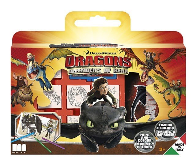 Multiprint Pieczątki Dragons 7 sztuk