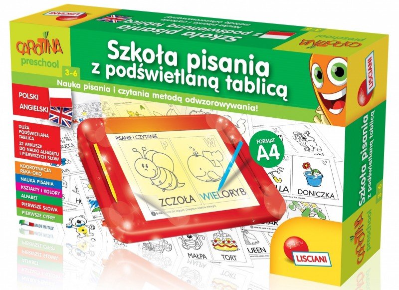 Liscianigiochi Carotina Szkoła pisania z podświetlaną tablicą Pl5861