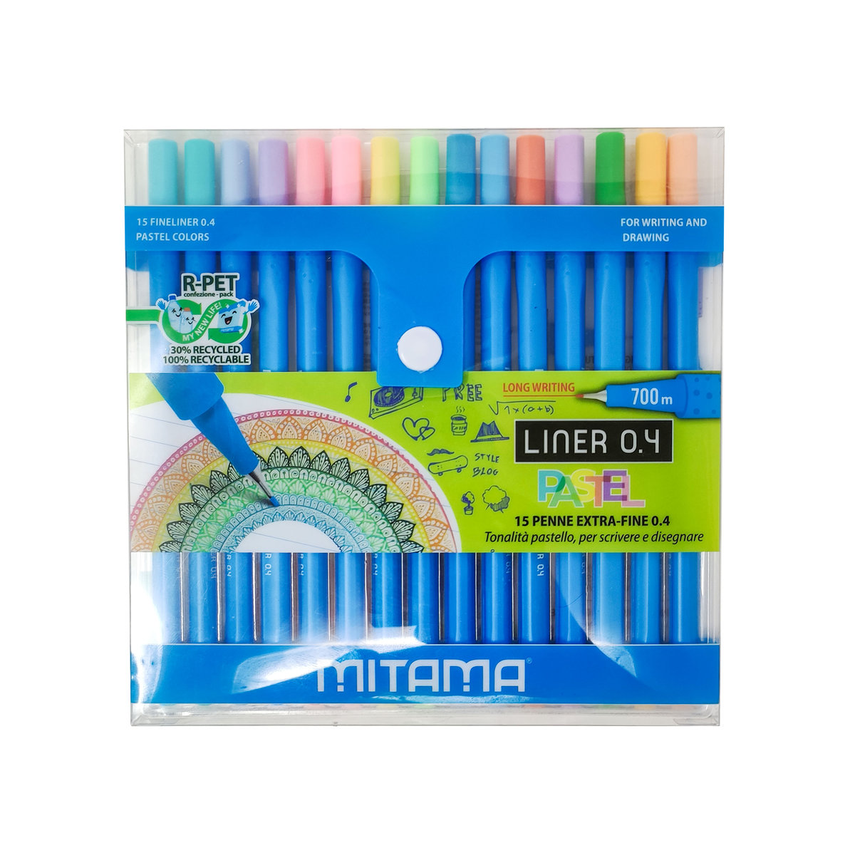 Zestaw pastelowych cienkopisów, 0.4 mm, 15 szt.