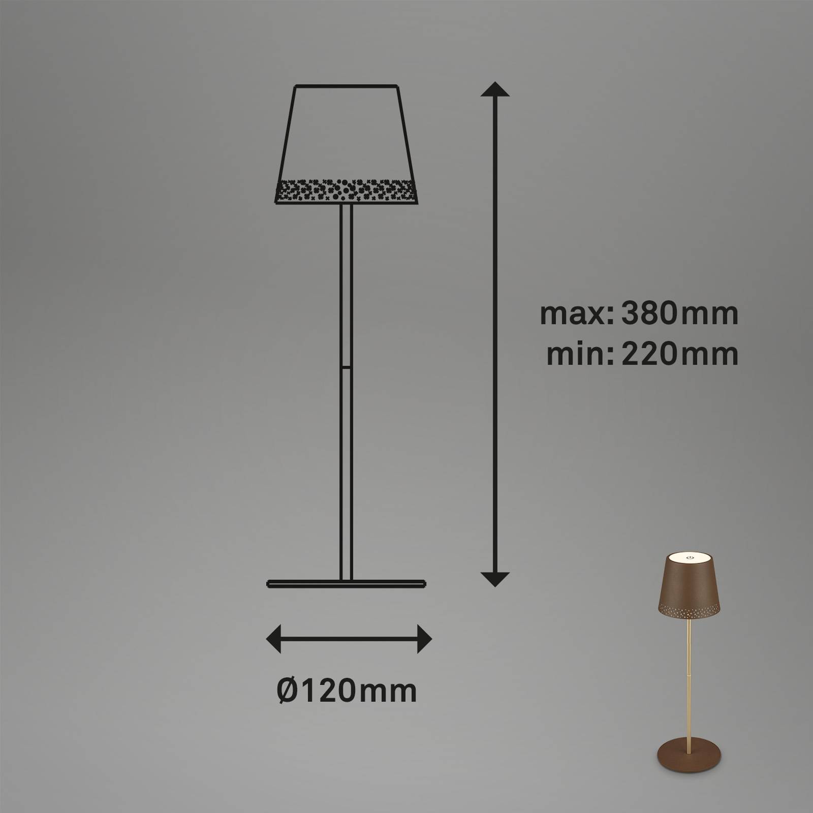 Briloner Lampa stołowa LED Kiki z akumulatorem 3000K, brązowo-złota