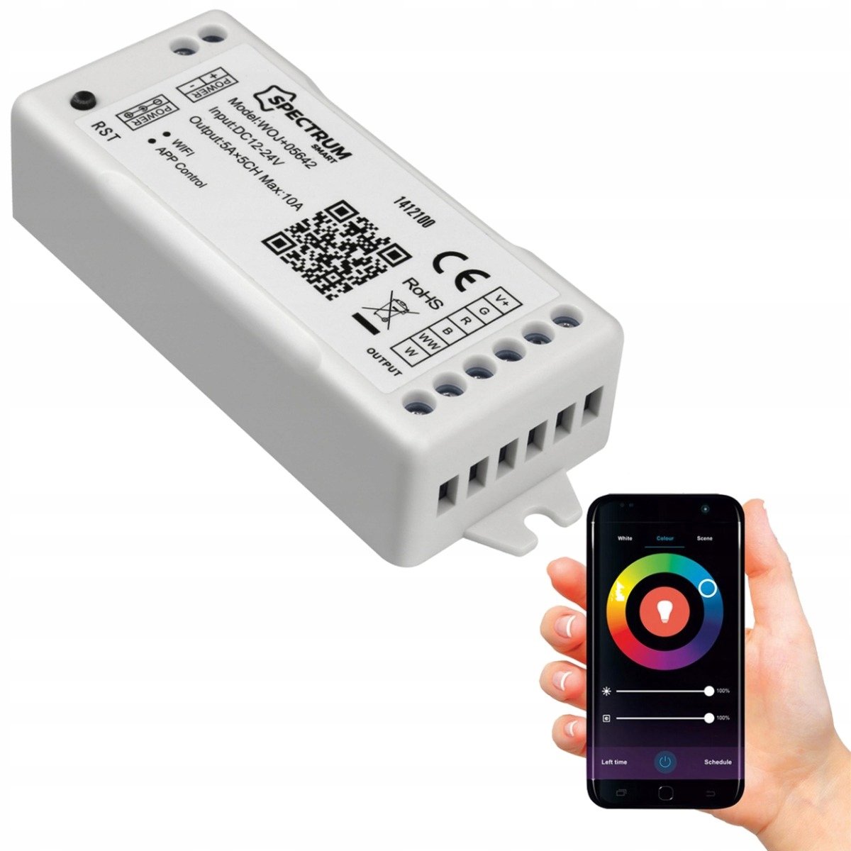 Kontroler LED Wi-Fi 12/24V DC 120W/240W RGBW+CCT+DIMM z konektorem SPECTRUM SMART