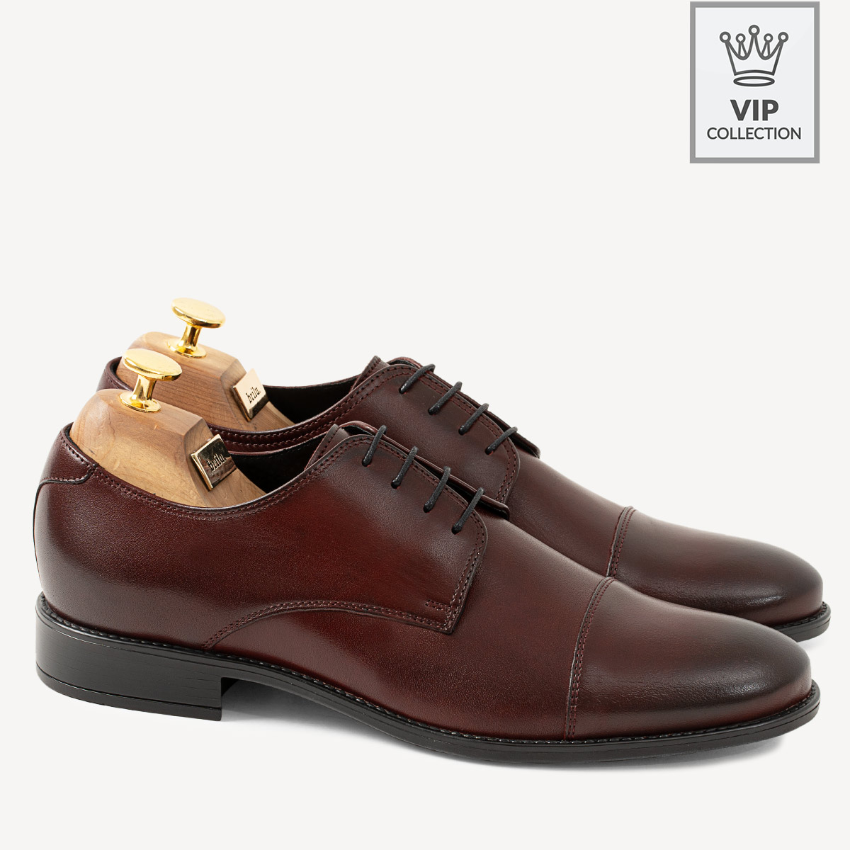 Eleganckie derby ze skóry naturalnej Gordon bordowe - BRILU