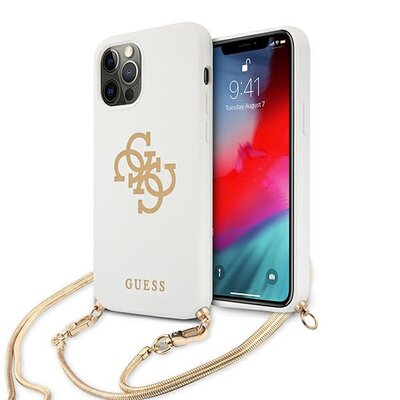 Guess 4G Big Logo Chain - Etui iPhone 12 / iPhone 12 Pro biały GUHCP12MLSC4GWH