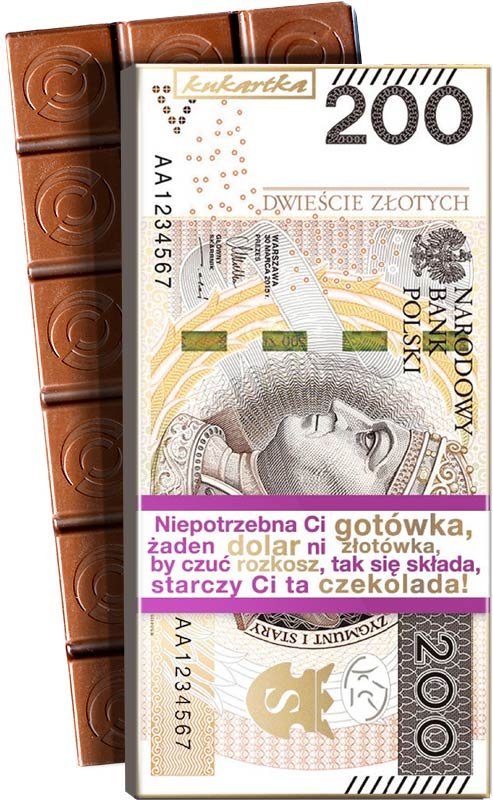 Kukartka 200ZŁ - czekolada mleczna 100g Kukartka