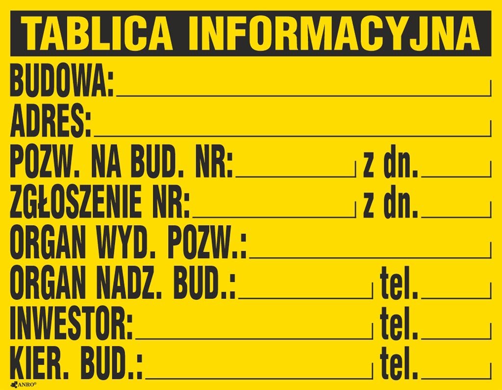 Tablica Informacyjna Budowy Tablica Budowlana Duża