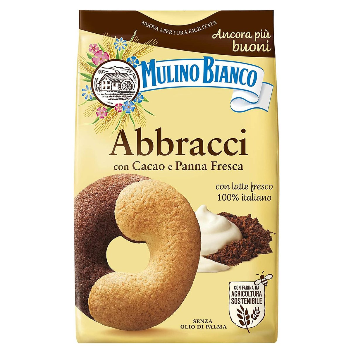 MULINO BIANCO Abbracci kruche, włoskie ciastka o maślano-kakaowym smaku 350g 1 paczka