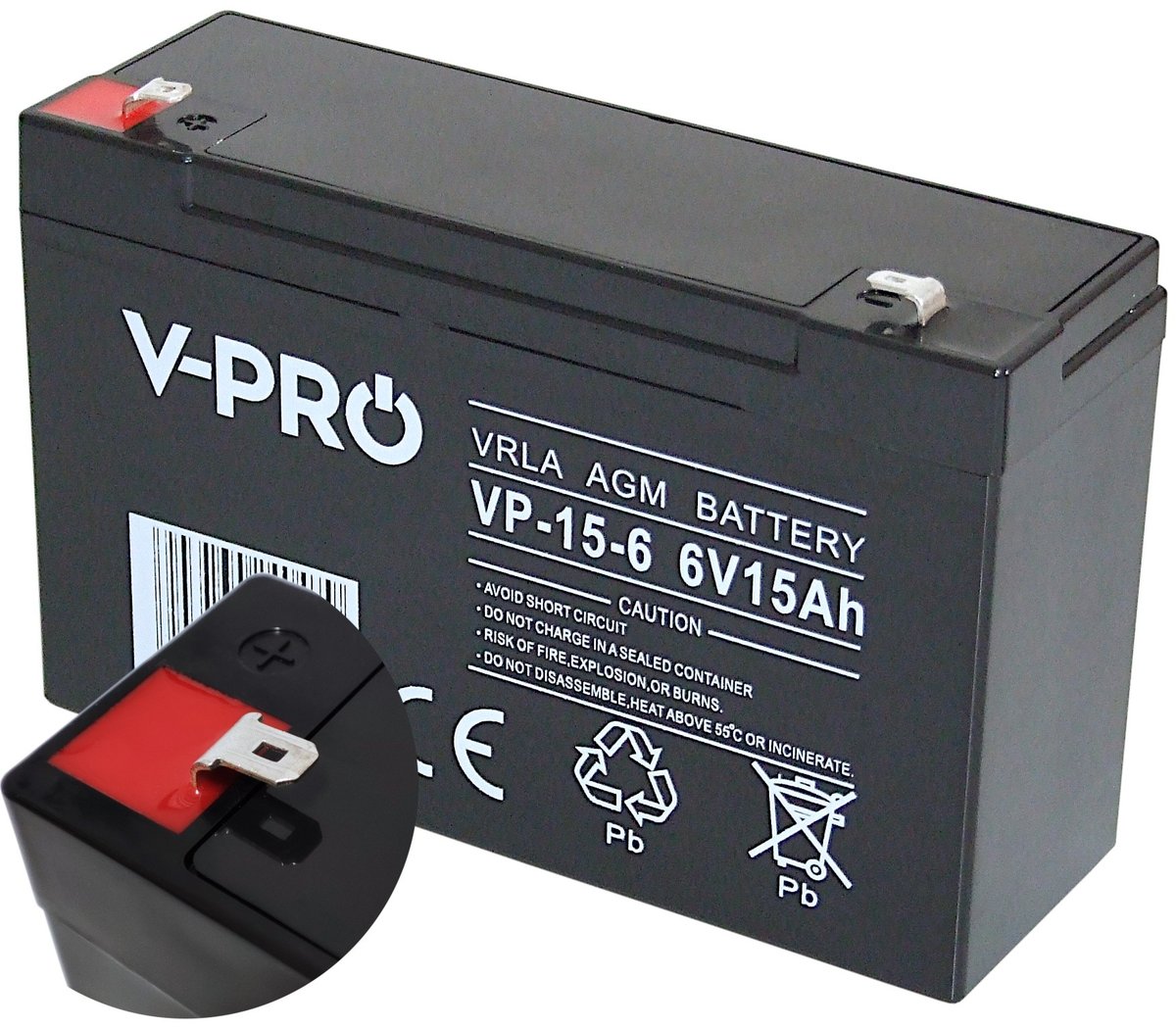 AKUMULATOR ŻELOWY AGM 6V 15Ah do pojazdów aut, UPS