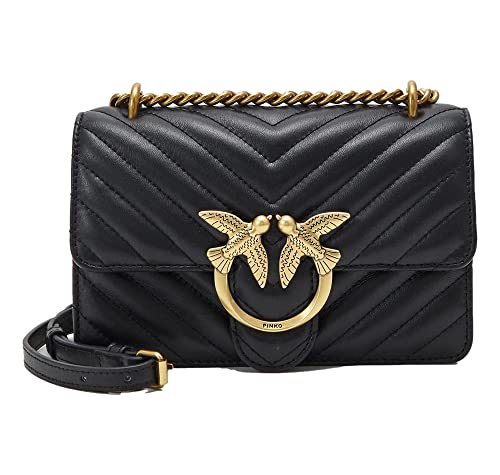 Pinko, LOVE ONE MINI DC SHEEP NAPPA C Damski, Jeden rozmiar, Z99q_czarno-antyczne złoto, Taglia unica