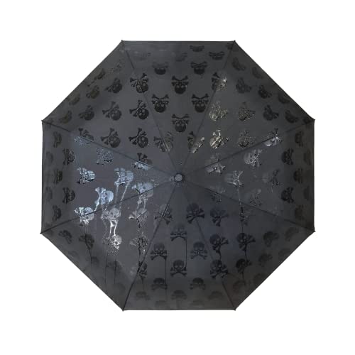 Suck UK Ukryta czaszka wiatroszczelny parasol wzór czaszki czarny parasol wiatroszczelny silne zmiany gdy mokry kompaktowy parasol i parasol podróżny parasole dla mężczyzn gotyckie prezenty i prezenty