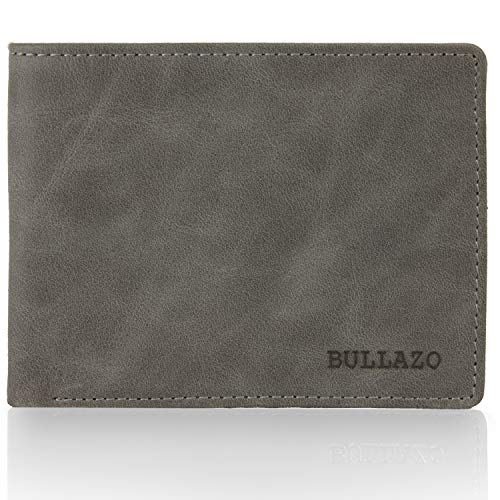 BULLAZO Fino Discreta portfel męski ze skóry, bez przegródki na monety z ochroną RFID, szary, Standard