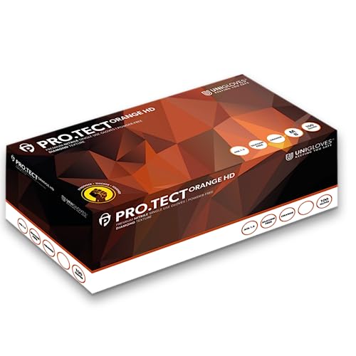 UniGloves GA0054 rękawice Pro-Tect, nitrylowe, duże, pomarańczowe (opakowanie 100 sztuk)