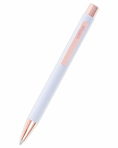 Online Długopis Soft Metal, długopis z aluminium, wymienny wkład o dużej pojemności, kolor czarny, nieścieralny do dokumentów, biała róża z miękkim dotykiem, metalowy klips, różowe złoto