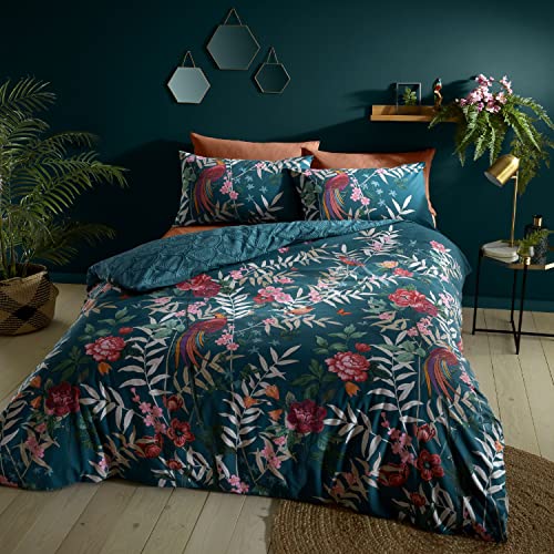 Zielona pościel dwuosobowa 200x200 cm Tropical Floral Birds – Catherine Lansfield