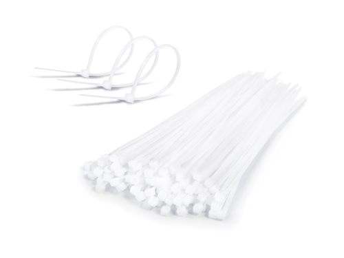 Opaska kablowa zaciskowa 2.5x150mm - Biała - 100szt