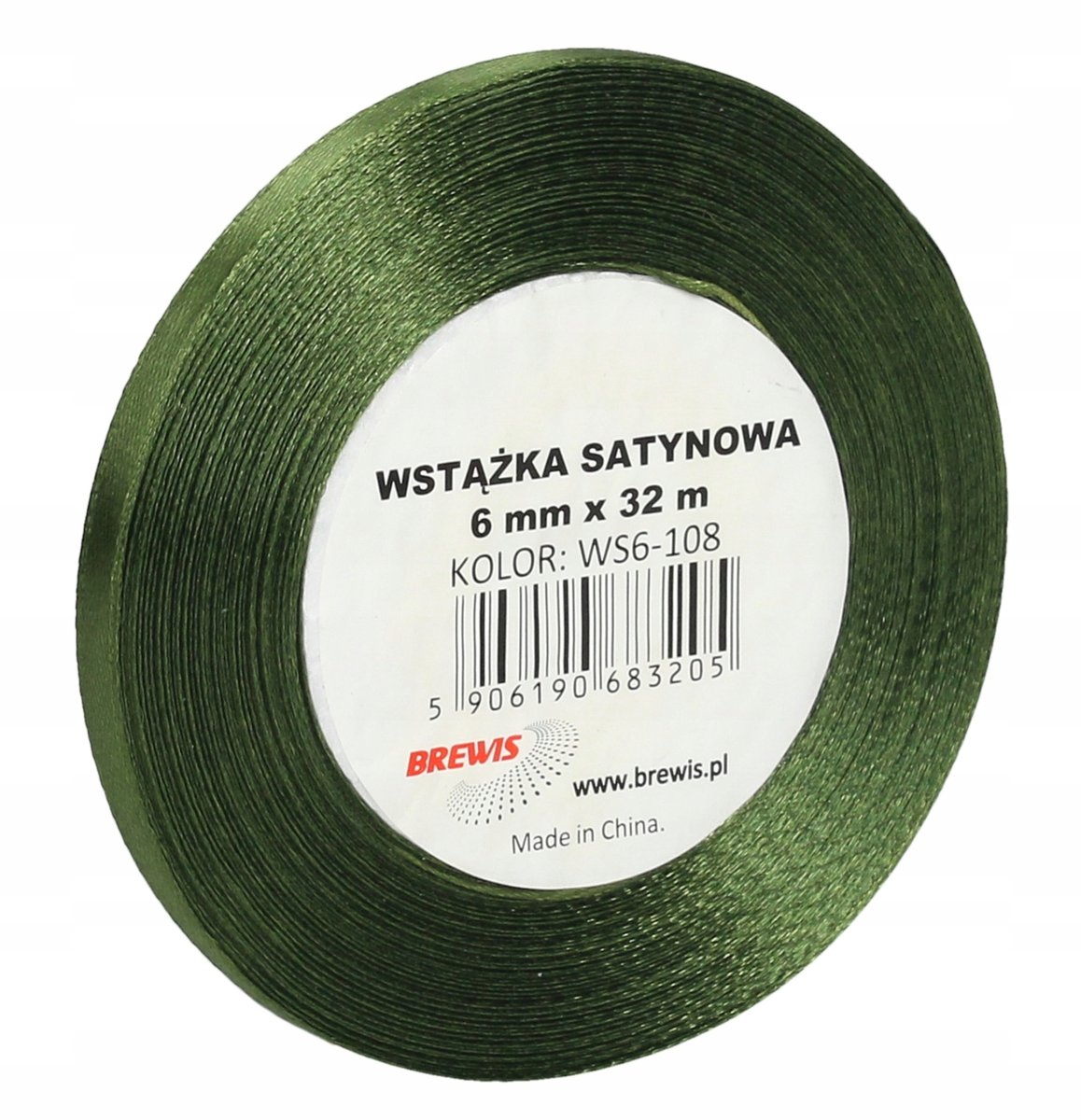 Brewis Wstążka dekoracyjna satynowa 6mm/32m zielona 19