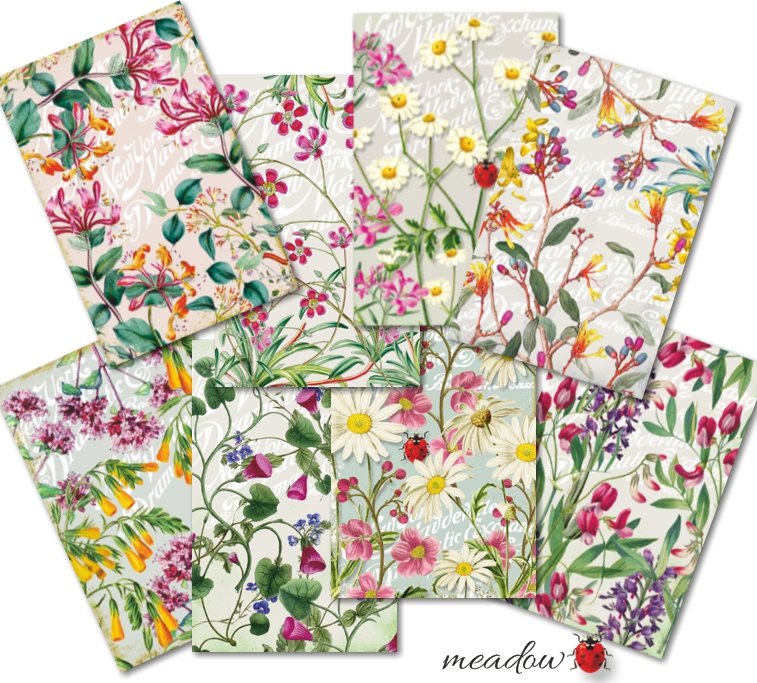 Papiery Do Scrapbookingu - Bileciki Prezentowe – Karneciki Zestaw Zestaw M123 Łąka 24szt