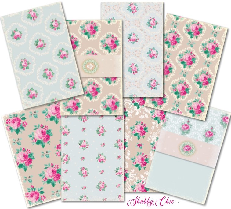 Papiery Do Scrapbookingu - Bileciki Prezentowe – Karneciki Zestaw M138 Shabby chic 24szt