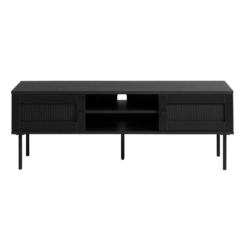 Czarna szafka pod TV w dekorze dębu 120x43 cm Pensacola – Unique Furniture