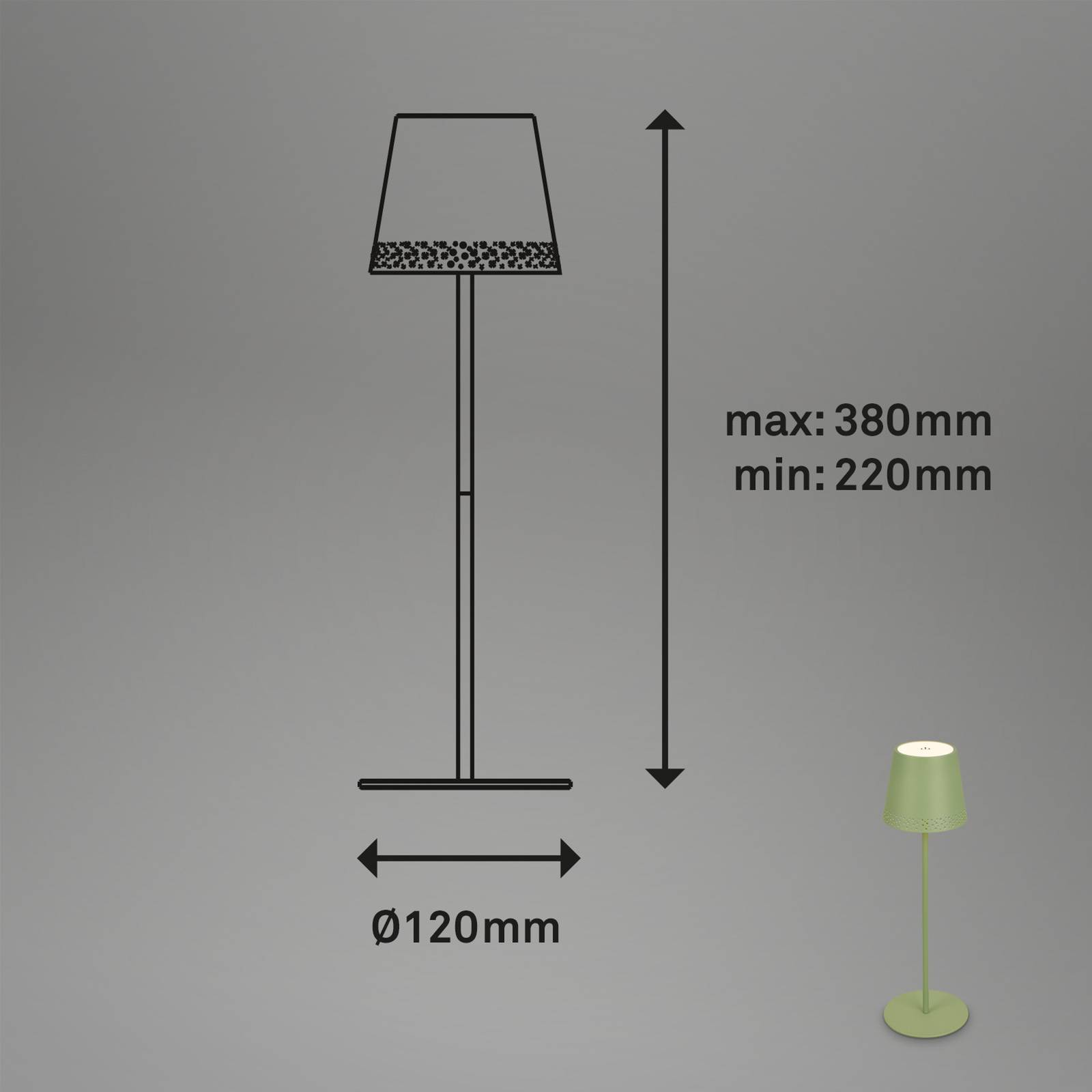 Briloner Lampa stołowa LED Kiki z akumulatorem 3000K, limonkowa zieleń