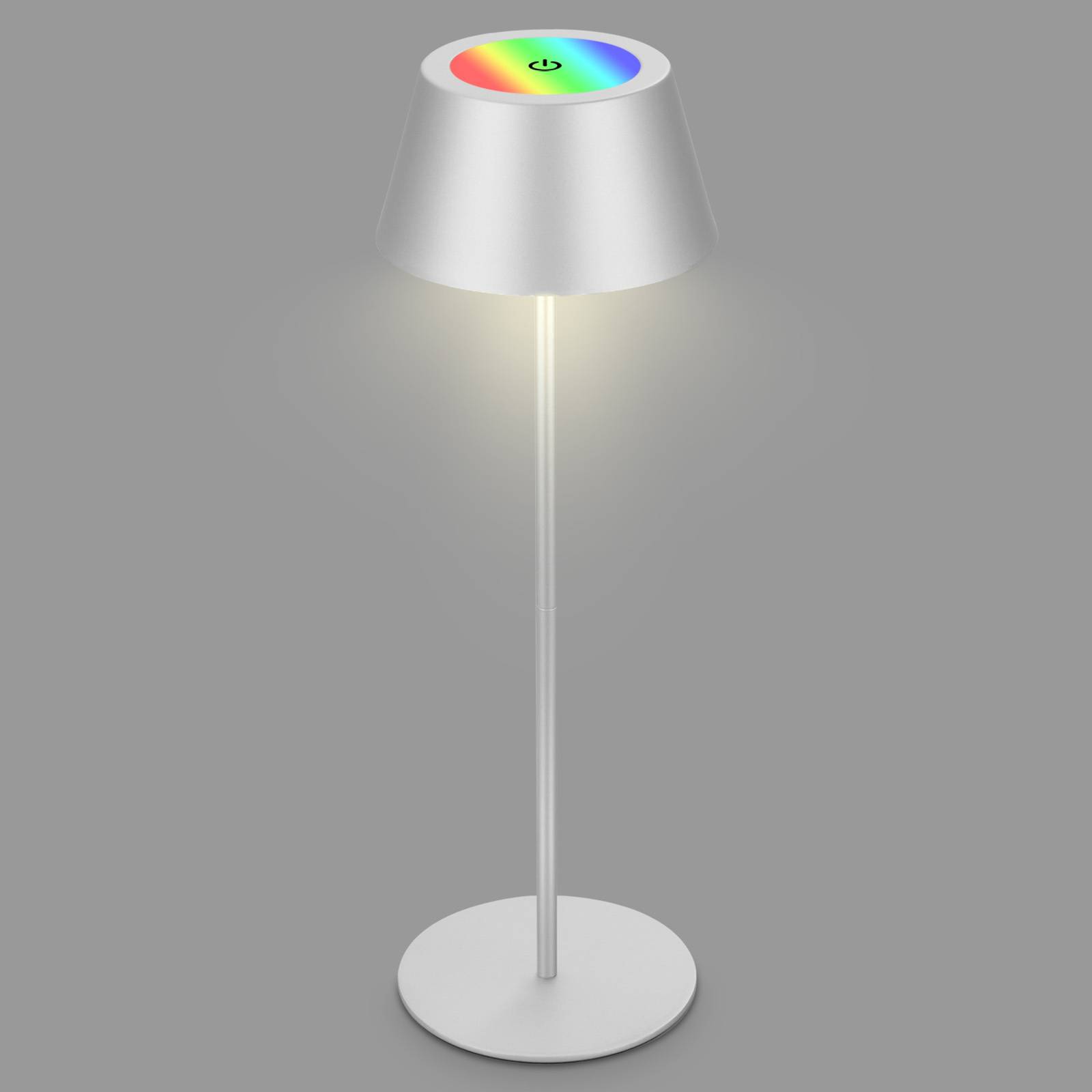 Briloner Lampa stołowa LED Kiki z akumulatorem RGBW, matowy chrom