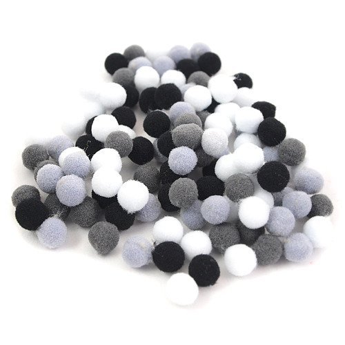 DP Craft Pompony poliestrowe 1 cm biało-czarne