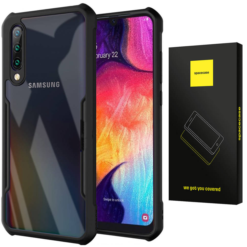 Etui Pancerne Spacecae Beetle Przezroczyste Plecki Case Pokrowiec Obudowa Galaxy A50 Czarny