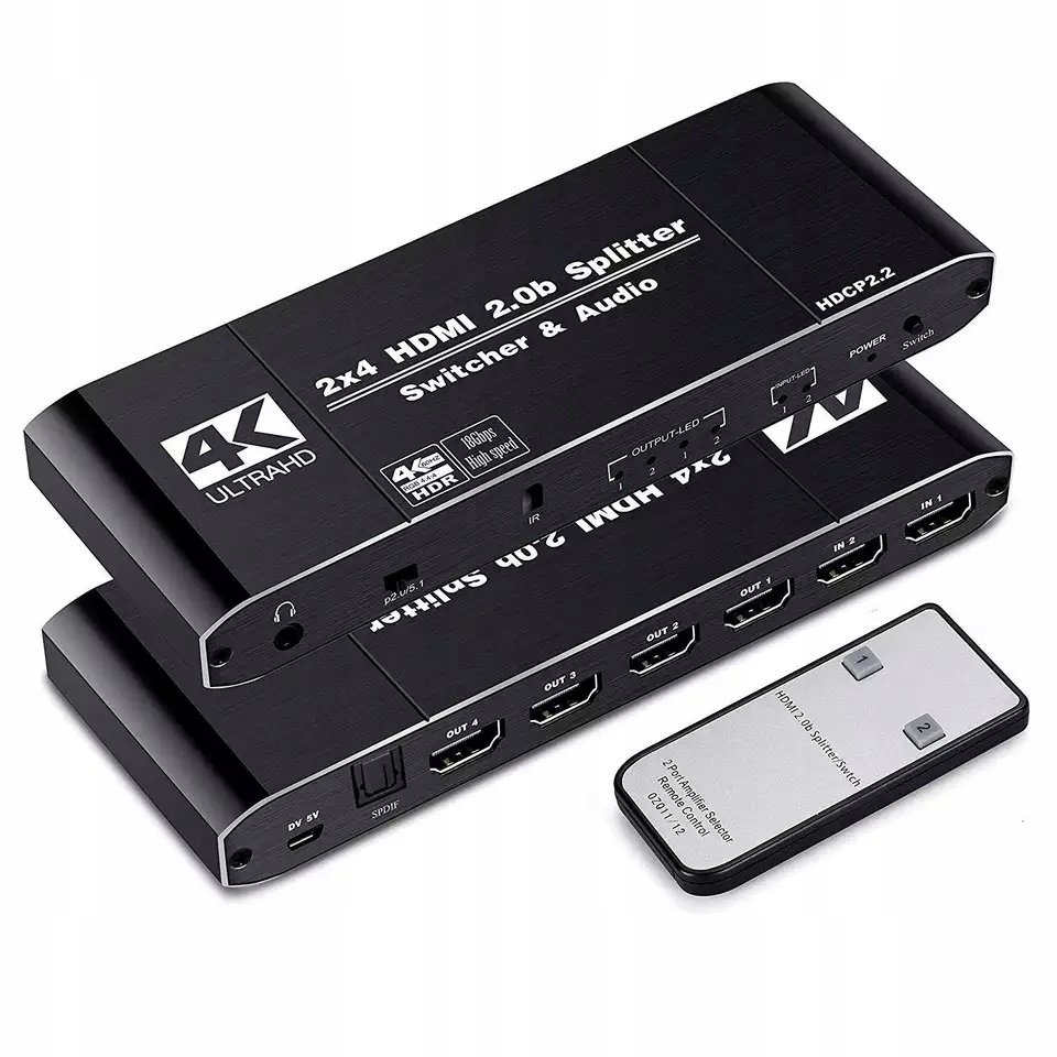 Splitter Hdmi 2.0 2X4 Rozdzielacz Switch Hdcp 2.2