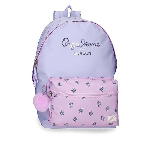 Pepe jeans Becca Plecak na laptopa Podwójna komora adaptacyjna do wózka Fioletowy 31x44x17,5 cm Poliester 23,87L, Fioletowy, Talla única, Plecak na laptopa Podwójny schowek do wózka