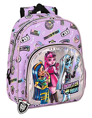 Safta MONSTER HIGH plecak dla dzieci, idealny dla dzieci w różnym wieku, wygodny i wszechstronny, jakość i wytrzymałość, 28x10x34 cm, liliowy, Liliowy, Estándar, Casual