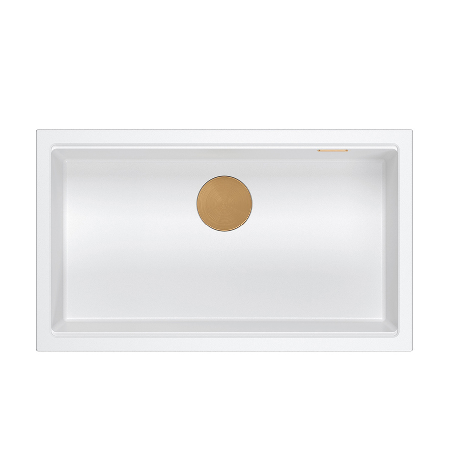 DASH 110 GraniteQ zlewozmywak snow white 76x44x23,5 cm 1-komorowy wpuszczany z syfonem manualnym miedziany