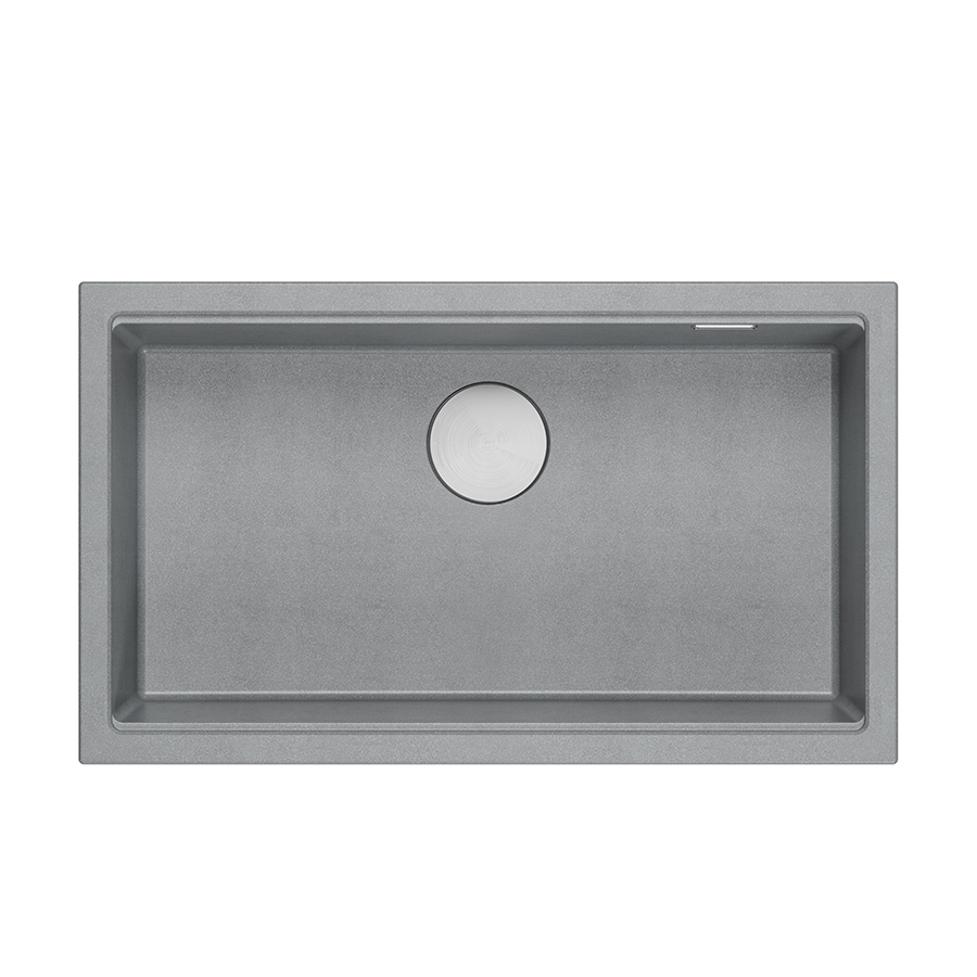 DASH 110 GraniteQ zlewozmywak silver stone 76x44x23,5 cm 1-komorowy wpuszczany z syfonem manualnym stal szlachetna