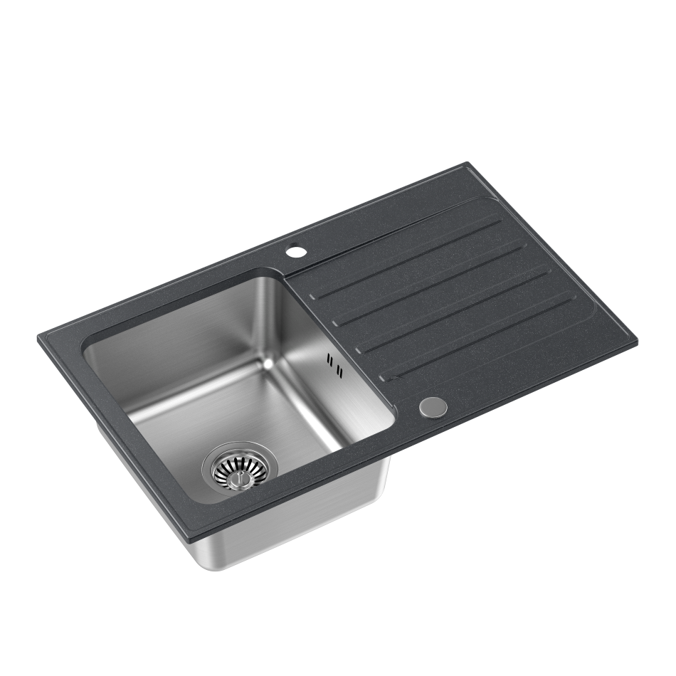 Quadron FUS_K7848CZ Kenneth 111 Fusion black dotted - czarny - granitowy - wpuszczany - ociekacz