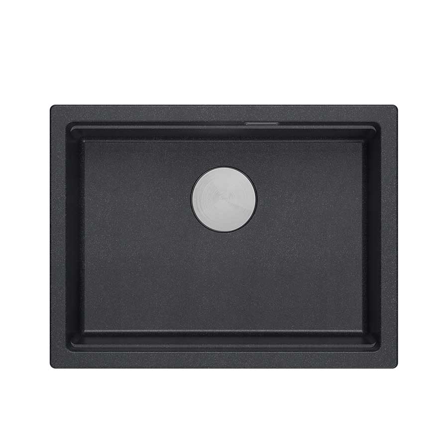 JOSH 110 GraniteQ zlewozmywak black diamond 59,5x45,1x21,5 cm 1-komorowy podwieszany z syfonem manualnym stal szlachetna