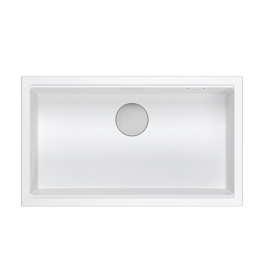 DASH 110 GraniteQ zlewozmywak snow white 76x44x23,5 cm 1-komorowy wpuszczany z syfonem manualnym stal szlachetna