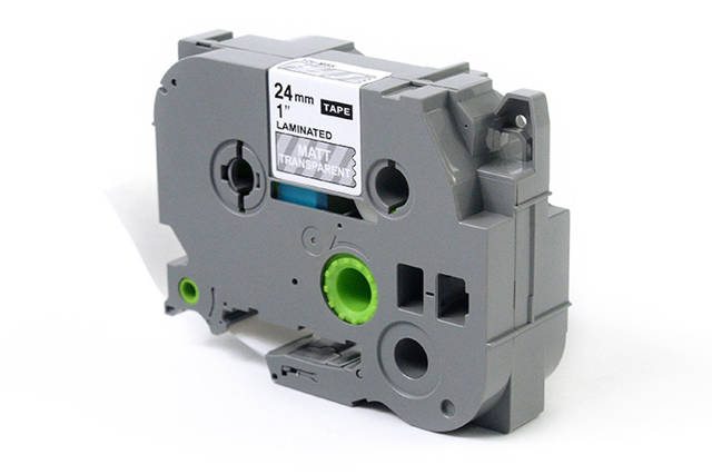 Taśma JetWorld Zamiennik Brother 24mm x 8m TZe-M55 (TZEM55, TZM55, TZ-M55, AZEM55, AZE-M55) Biały na Matowym Przezroczystym